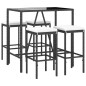 Set Bar da Giardino 5 pz con Cuscini in Polyrattan Nero Set Bar da Giardino 5 pz con Cuscini in Polyrattan Nero