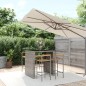 Set Bar Giardino 5pz Grigio Polyrattan e Legno Massello Acacia Set Bar Giardino 5pz Grigio Polyrattan e Legno Massello Acacia