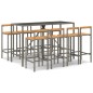 vidaXL Set Bar Giardino 9pz Grigio Polyrattan e Legno Massello Acacia vidaXL Set Bar Giardino 9pz Grigio Polyrattan e Legno Massello Acacia