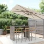 Set Bar Giardino 7pz Grigio Polyrattan e Legno Massello Acacia Set Bar Giardino 7pz Grigio Polyrattan e Legno Massello Acacia