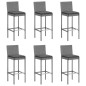 vidaXL Set Bar da Giardino 7 pz con Cuscini in Polyrattan Grigio vidaXL Set Bar da Giardino 7 pz con Cuscini in Polyrattan Grigio