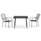 Set da Pranzo da Giardino 3 pz in Acciaio Antracite