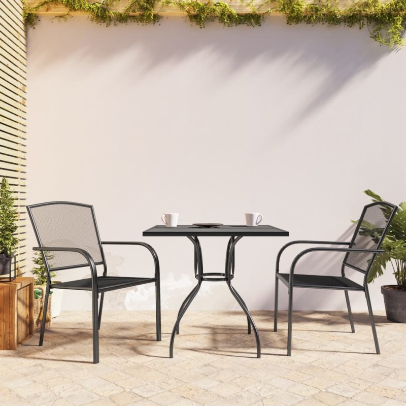 Set da Pranzo da Giardino 3 pz in Acciaio Antracite Set da Pranzo da Giardino 3 pz in Acciaio Antracite