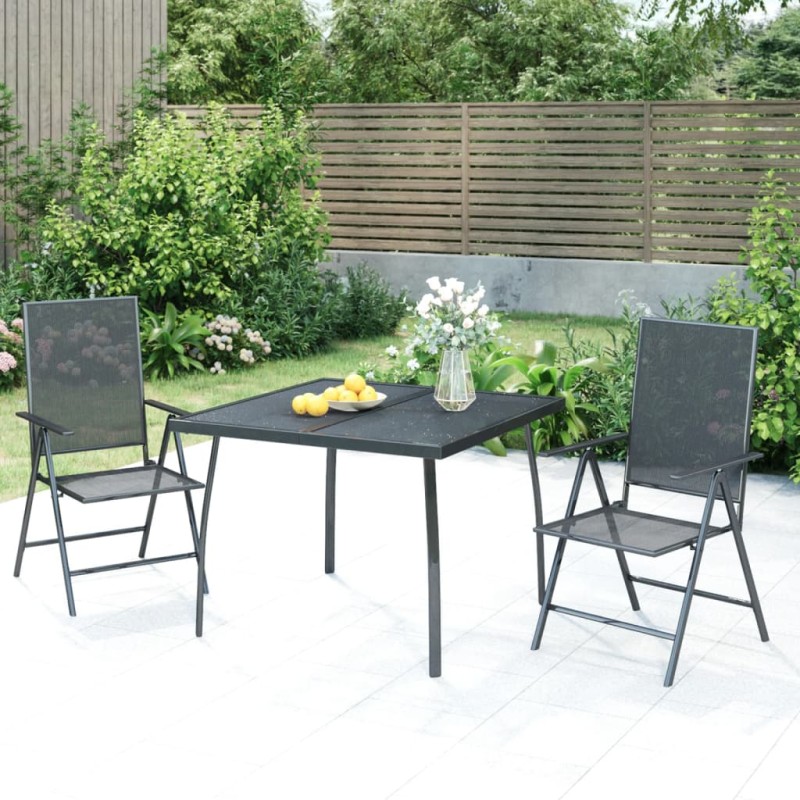 Set da Pranzo da Giardino 3 pz in Acciaio Antracite Set da Pranzo da Giardino 3 pz in Acciaio Antracite