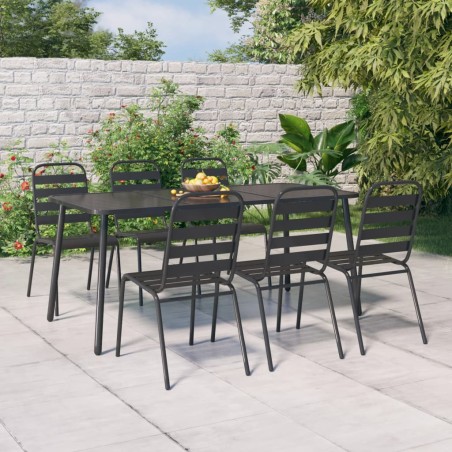 vidaXL Set da Pranzo da Giardino 7 pz in Acciaio Antracite