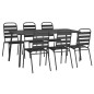 vidaXL Set da Pranzo da Giardino 7 pz in Acciaio Antracite vidaXL Set da Pranzo da Giardino 7 pz in Acciaio Antracite