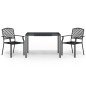 Set da Pranzo da Giardino 3 pz in Acciaio Antracite Set da Pranzo da Giardino 3 pz in Acciaio Antracite