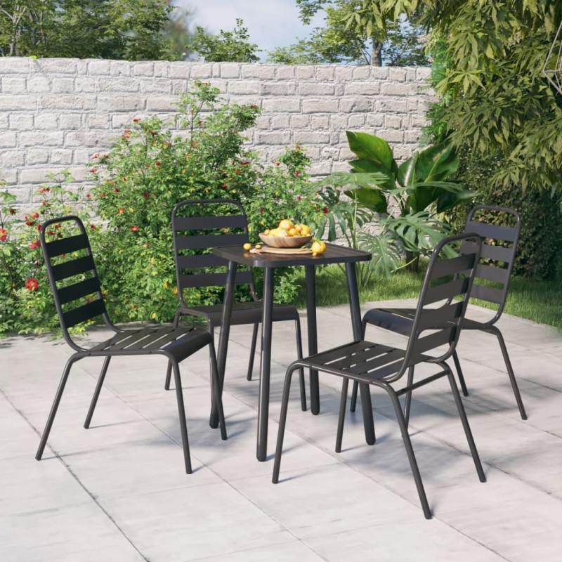 Set da Pranzo da Giardino 5 pz in Acciaio Antracite Set da Pranzo da Giardino 5 pz in Acciaio Antracite