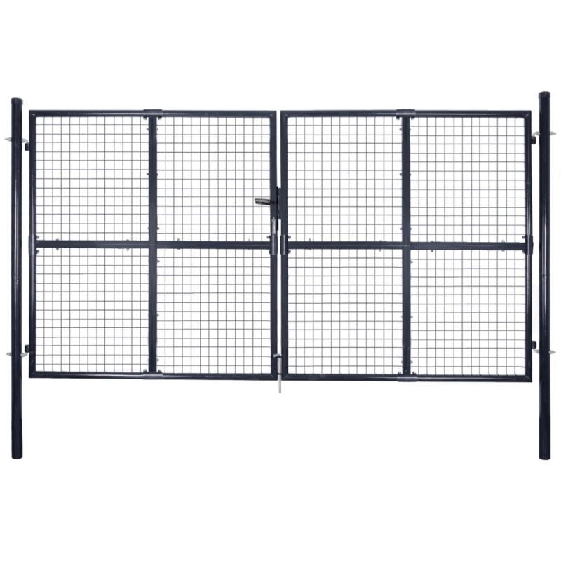 Cancello per Giardino Rete in Acciaio Zincato 289x175 cm Grigio Cancello per Giardino Rete in Acciaio Zincato 289x175 cm Grigio