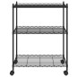 Scaffale a 3 Livelli con Ruote 60x35x81 cm Nero 150 kg Scaffale a 3 Livelli con Ruote 60x35x81 cm Nero 150 kg