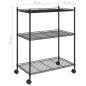 Scaffale a 3 Livelli con Ruote 60x35x81 cm Nero 150 kg Scaffale a 3 Livelli con Ruote 60x35x81 cm Nero 150 kg