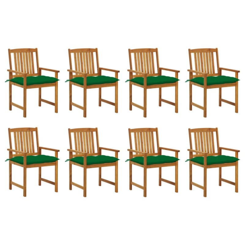 Sedie da Giardino con Cuscini 8 pz in Legno Massello di Acacia Sedie da Giardino con Cuscini 8 pz in Legno Massello di Acacia