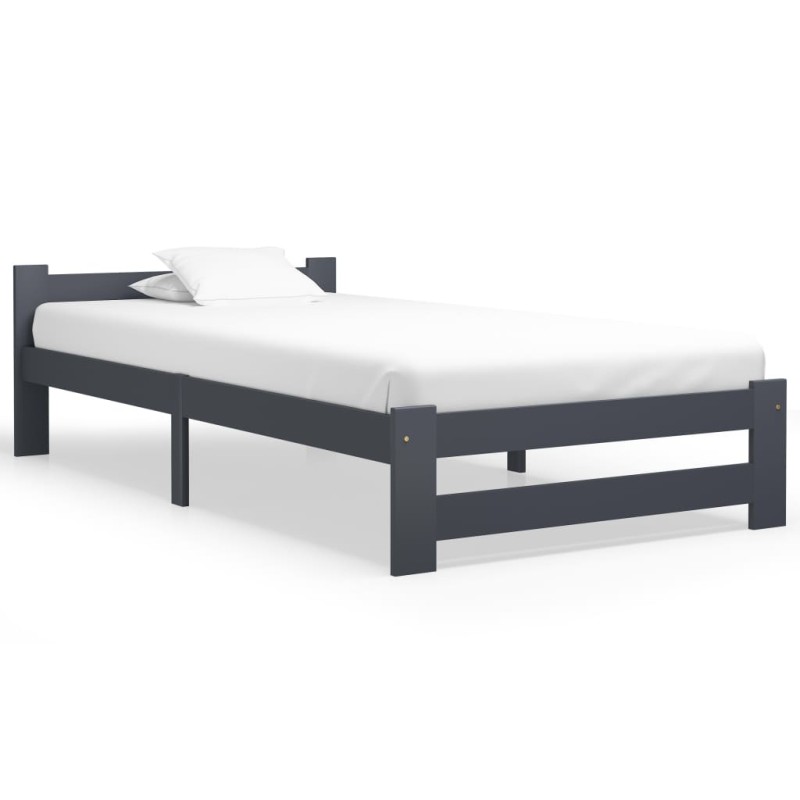 vidaXL Giroletto senza Materasso Grigio Scuro 100x200 cm Legno Pino vidaXL Giroletto senza Materasso Grigio Scuro 100x200 cm Legno Pino