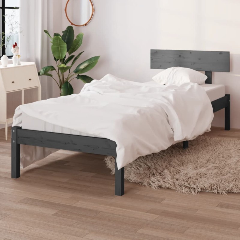 Giroletto Grigio Legno Massello Pino 75x190 cm UK Small Single Giroletto Grigio Legno Massello Pino 75x190 cm UK Small Single