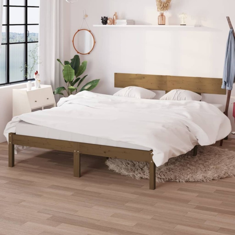 Giroletto Miele in Legno Massello di Pino 135x190 cm UK Double Giroletto Miele in Legno Massello di Pino 135x190 cm UK Double