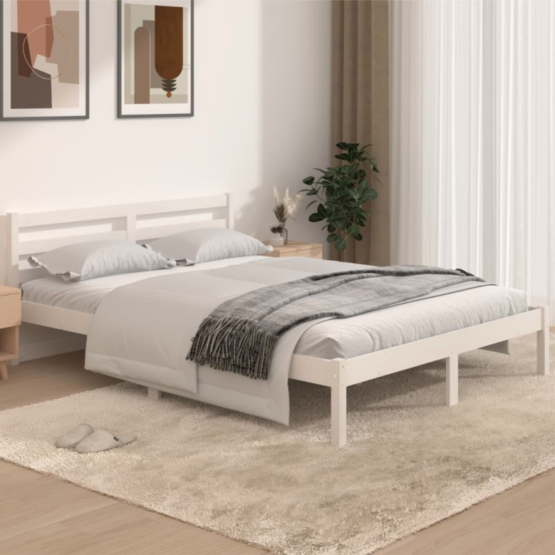 Giroletto in Legno Massello di Pino 140x190 cm Bianco Giroletto in Legno Massello di Pino 140x190 cm Bianco