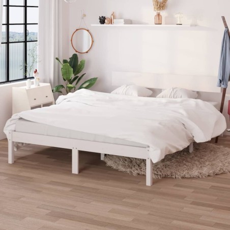 Giroletto Bianco in Legno Massello di Pino 150x200 cm UK King