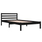 Telaio Letto in Legno Massello di Pino 100x200 cm Nero Telaio Letto in Legno Massello di Pino 100x200 cm Nero