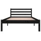 Telaio Letto in Legno Massello di Pino 100x200 cm Nero Telaio Letto in Legno Massello di Pino 100x200 cm Nero