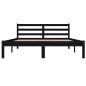 Telaio Letto in Legno Massello di Pino 140x190 cm Nero
