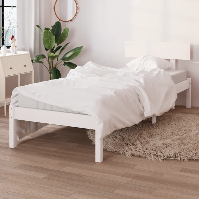 Giroletto Bianco in Legno Massello di Pino 90x190 cm UK Single Giroletto Bianco in Legno Massello di Pino 90x190 cm UK Single