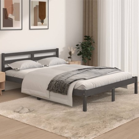 vidaXL Giroletto in Legno Massello di Pino 140x190 cm Grigio
