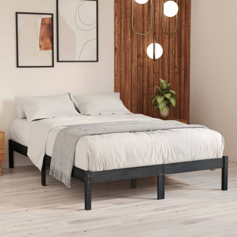 Giroletto Grigio Legno Massello 135x190 cm 4FT6 Double Giroletto Grigio Legno Massello 135x190 cm 4FT6 Double