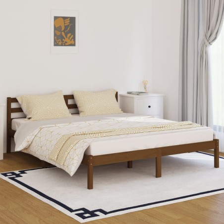 vidaXL Giroletto in Legno Massello di Pino 160x200 cm Marrone Ambra