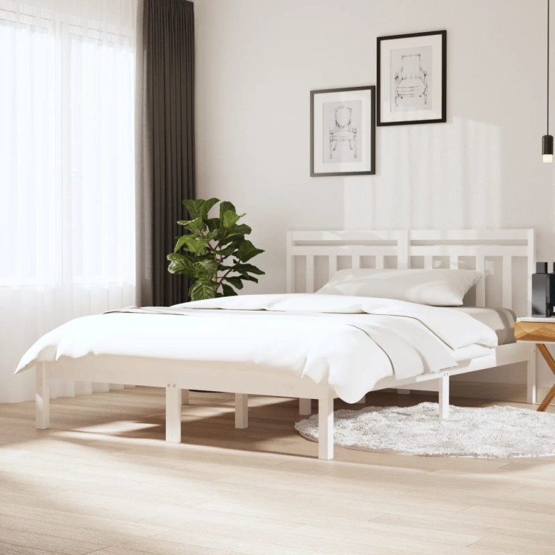 Giroletto Bianco in Legno Massello 150x200 cm 5FT King Size Giroletto Bianco in Legno Massello 150x200 cm 5FT King Size