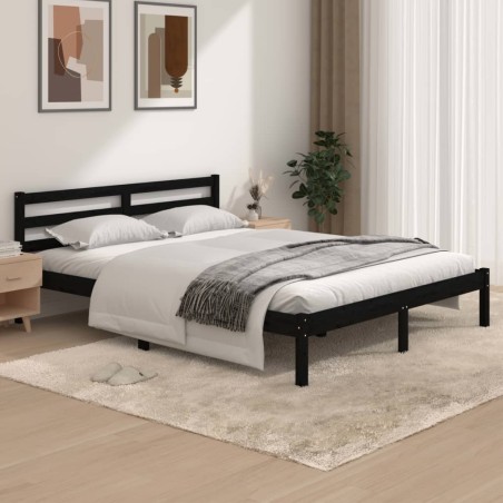 Giroletto Legno Massello Pino 150x200 cm Nero 5FT King Size