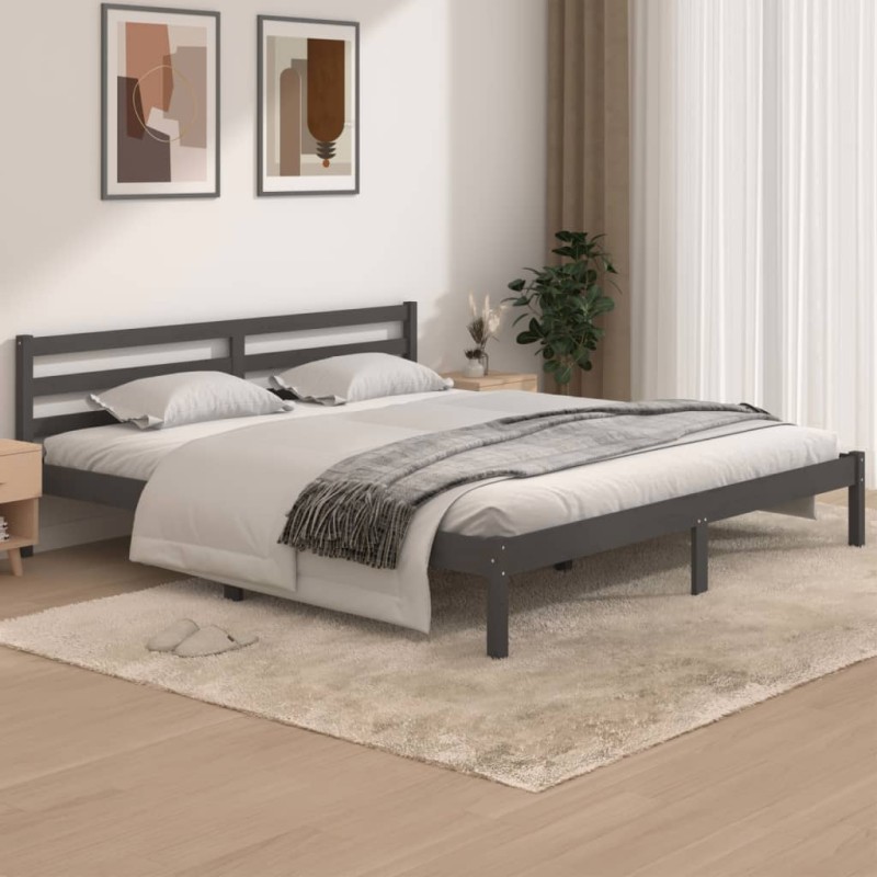 Giroletto Legno Massello Pino 180x200 cm Grigio 6FT Super King Giroletto Legno Massello Pino 180x200 cm Grigio 6FT Super King
