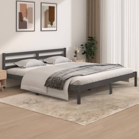 Giroletto Legno Massello Pino 180x200 cm Grigio 6FT Super King