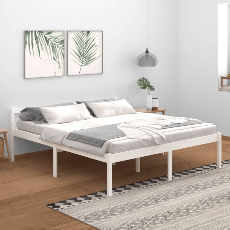 Giroletto Bianco Legno Massello Pino 180x200 cm 6FT Super King Giroletto Bianco Legno Massello Pino 180x200 cm 6FT Super King