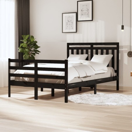 Giroletto Nero in Legno Massello 120x190 cm 4FT Small Double