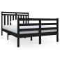 Giroletto Nero in Legno Massello 120x190 cm 4FT Small Double Giroletto Nero in Legno Massello 120x190 cm 4FT Small Double