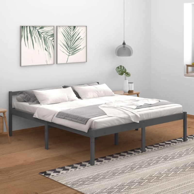 Giroletto Grigio Legno Massello Pino 180x200 cm 6FT Super King Giroletto Grigio Legno Massello Pino 180x200 cm 6FT Super King