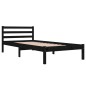 Telaio Letto in Legno Massello di Pino 90x200 cm Nero Telaio Letto in Legno Massello di Pino 90x200 cm Nero