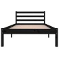 Telaio Letto in Legno Massello di Pino 90x200 cm Nero Telaio Letto in Legno Massello di Pino 90x200 cm Nero