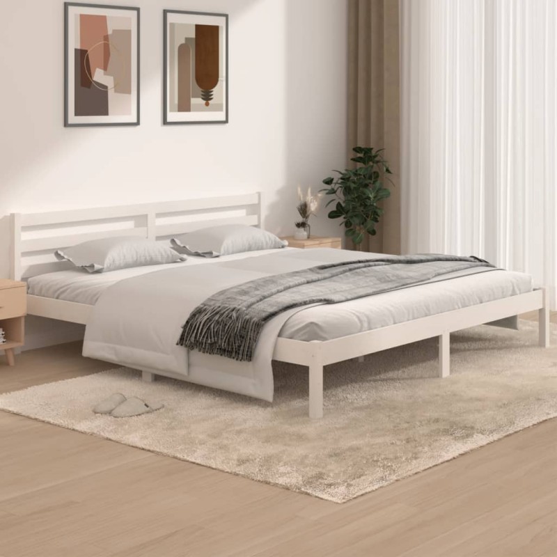 Giroletto Legno Massello Pino 180x200 cm Bianco 6FT Super King Giroletto Legno Massello Pino 180x200 cm Bianco 6FT Super King