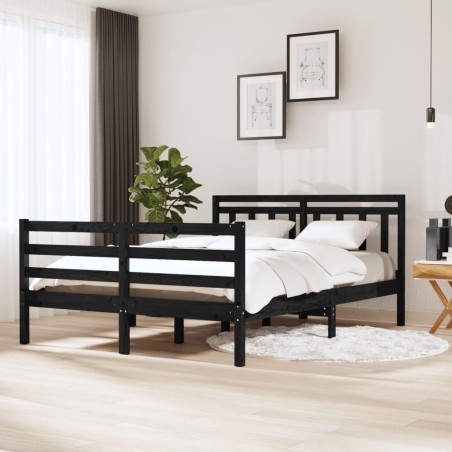 Giroletto Nero in Legno Massello 140x190 cm