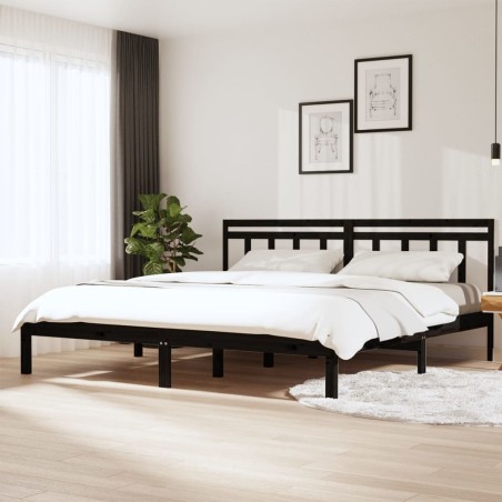 Giroletto Nero in Legno Massello 180x200 cm 6FT Super King