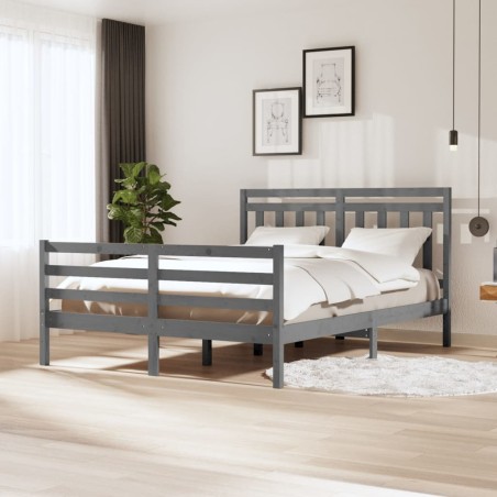 Giroletto Grigio in Legno Massello 150x200 cm 5FT King Size