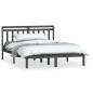 Giroletto Grigio in Legno Massello 135x190 cm 4FT6 Double Giroletto Grigio in Legno Massello 135x190 cm 4FT6 Double