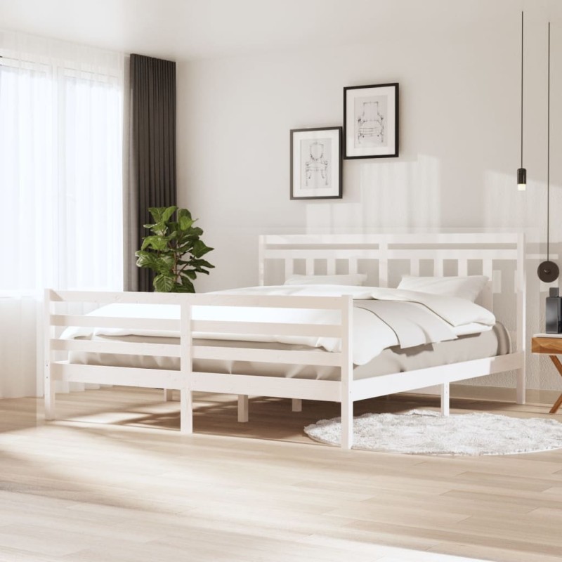 Giroletto Bianco in Legno Massello 180x200 cm 6FT Super King Giroletto Bianco in Legno Massello 180x200 cm 6FT Super King