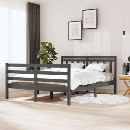 Giroletto Grigio in Legno Massello 135x190 cm 4FT6 Double