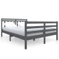 Giroletto Grigio in Legno Massello 135x190 cm 4FT6 Double Giroletto Grigio in Legno Massello 135x190 cm 4FT6 Double