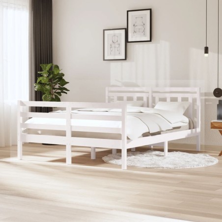 vidaXL Giroletto Bianco in Legno Massello 140x200 cm