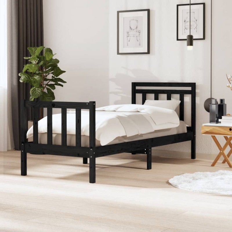 Giroletto Nero in Legno Massello 75x190 cm 2FT6 Small Single Giroletto Nero in Legno Massello 75x190 cm 2FT6 Small Single