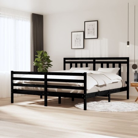 Giroletto Nero in Legno Massello 180x200 cm 6FT Super King