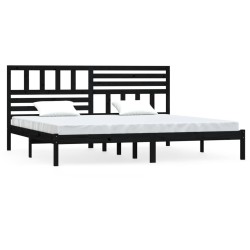 Giroletto Nero Legno Massello di Pino 180x200 cm 6FT Super King